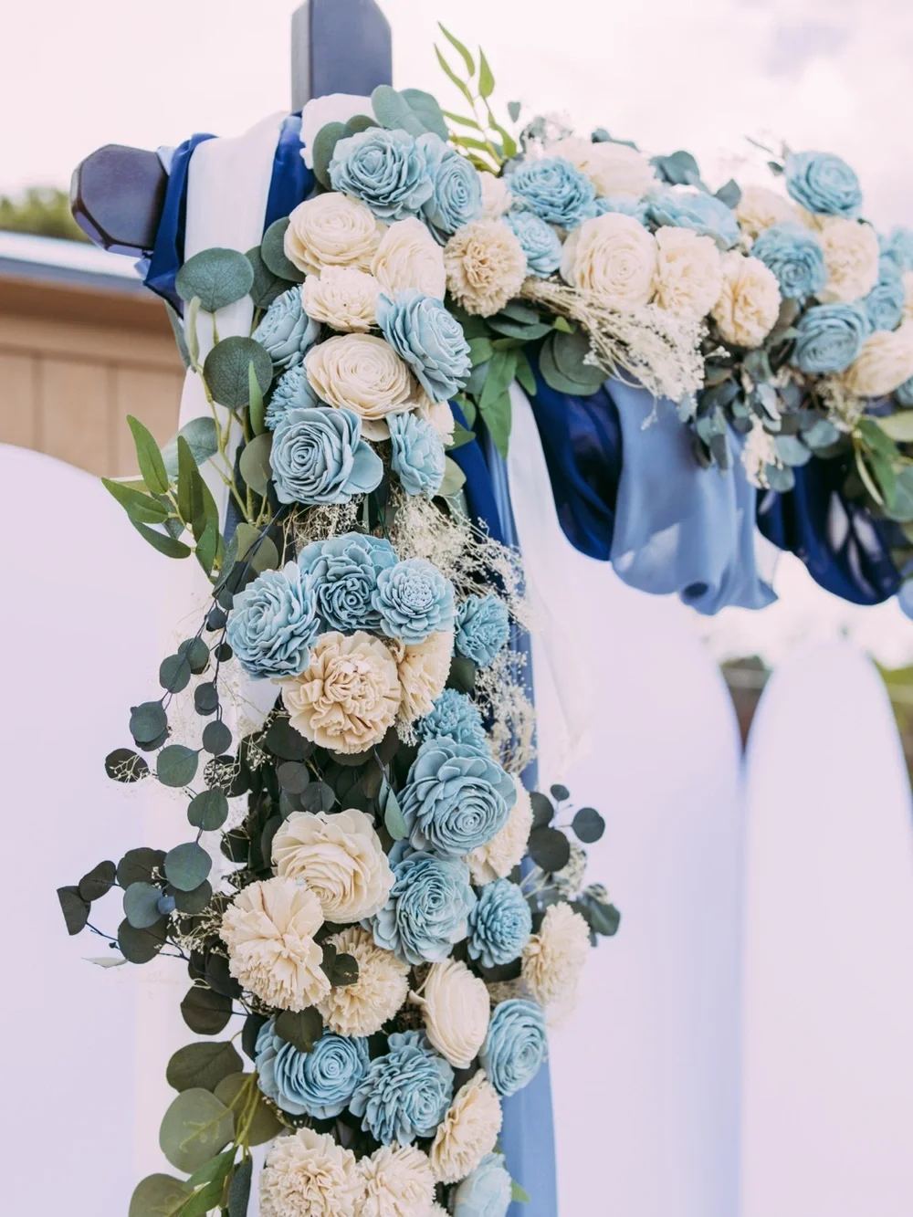 Blue & Cream Sola Wood Flowers